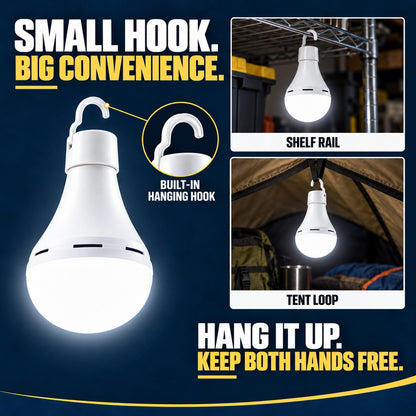 Rechargeable LED Bulb with Hook — Hang It Up, Keep Both Hands Free