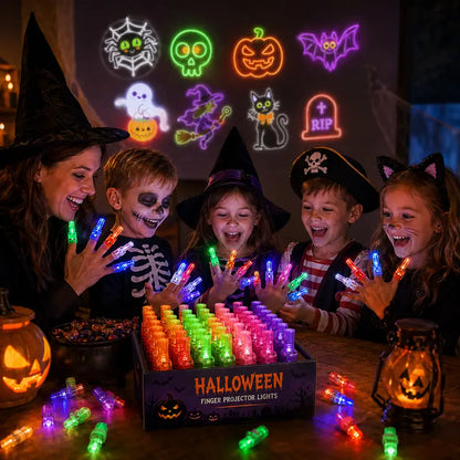 🎃 Halloween Finger Projector Rings – LED Party Favors for Kids