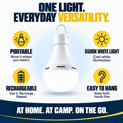Rechargeable LED Bulb with Hook — Hang It Up, Keep Both Hands Free