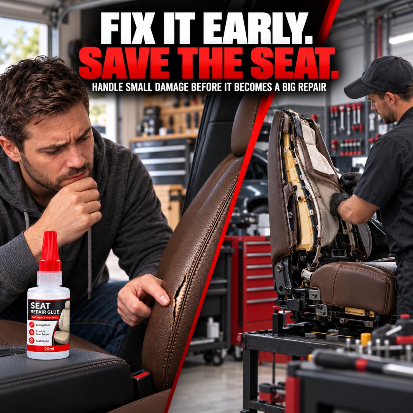 🚗50% OFF NOW! Quick Dry Car Seat Leather Repair Glue‑ Precision Nozzle Vinyl & Leather Adhesive, Permanent Bond Repair Glue for Car Seats, Sofas & Leather Furnitures (offer)