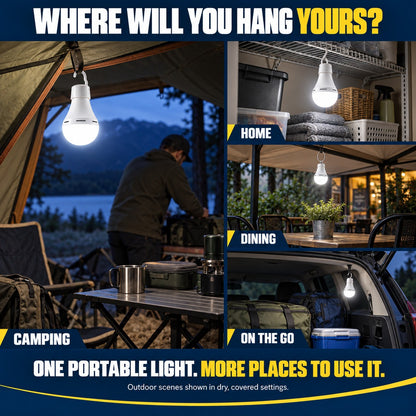 Rechargeable LED Bulb with Hook — Hang It Up, Keep Both Hands Free
