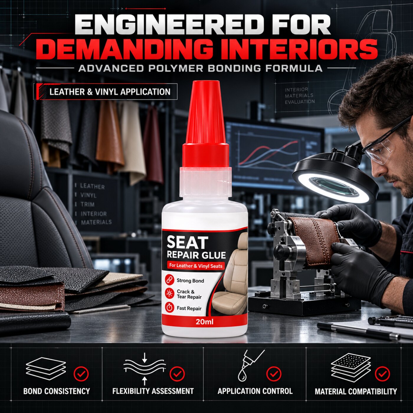 🚗50% OFF NOW! Quick Dry Car Seat Leather Repair Glue‑ Precision Nozzle Vinyl & Leather Adhesive, Permanent Bond Repair Glue for Car Seats, Sofas & Leather Furnitures (offer)