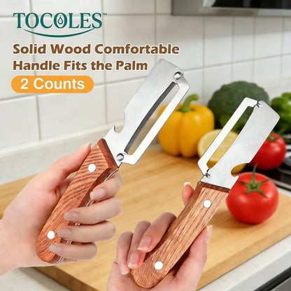 Fonome™  Wooden-Handled Stainless Steel Shredder and Peeler