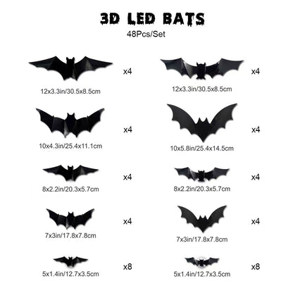 🦇Halloween 3D Bat LED Wall Light Decor (offer)