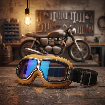 🔥 OTG Vintage Motorcycle Goggles (Fits Over Glasses)