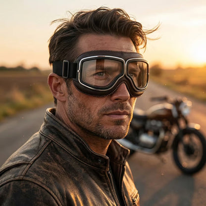 🔥 OTG Vintage Motorcycle Goggles (Fits Over Glasses)