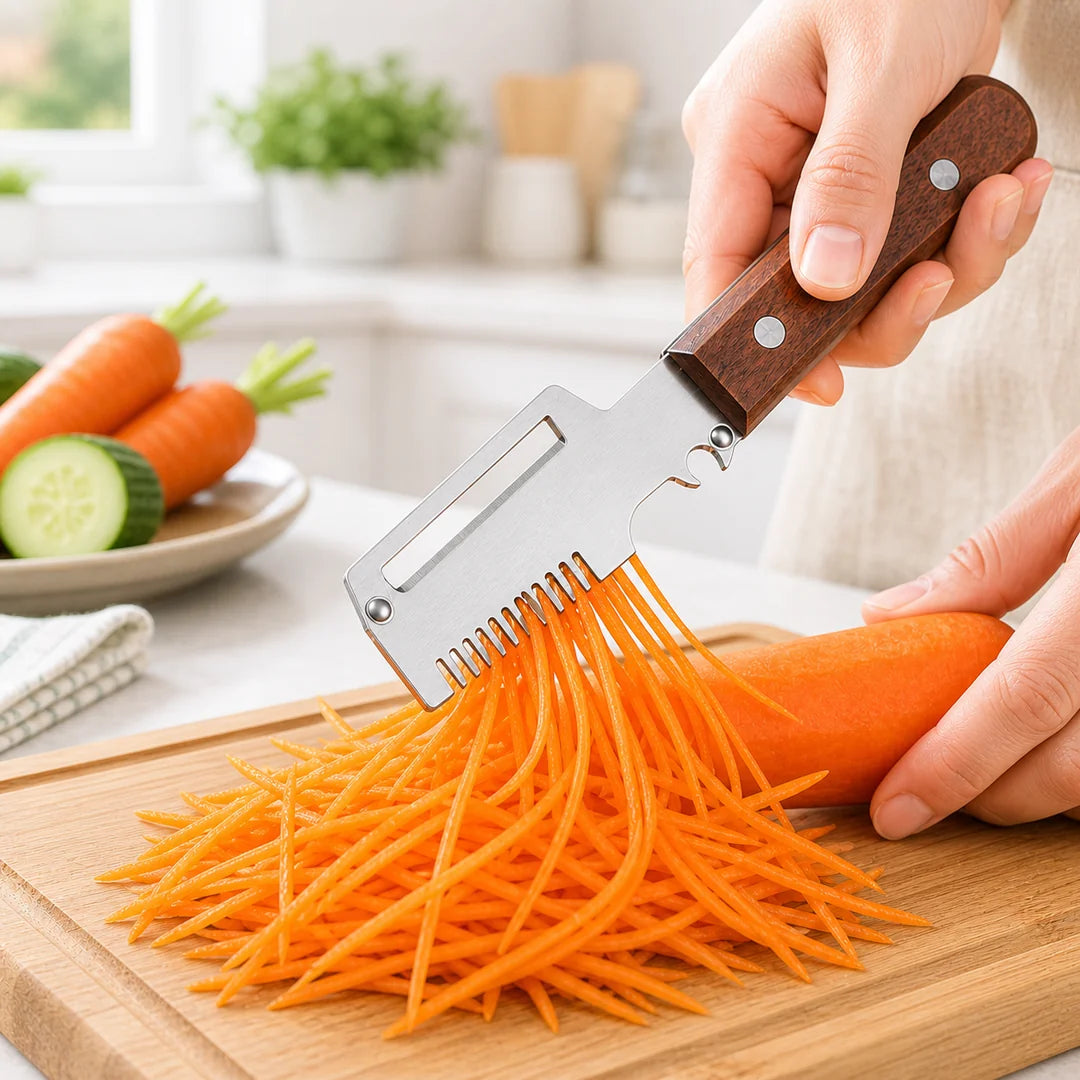 Fonome™  Wooden-Handled Stainless Steel Shredder and Peeler