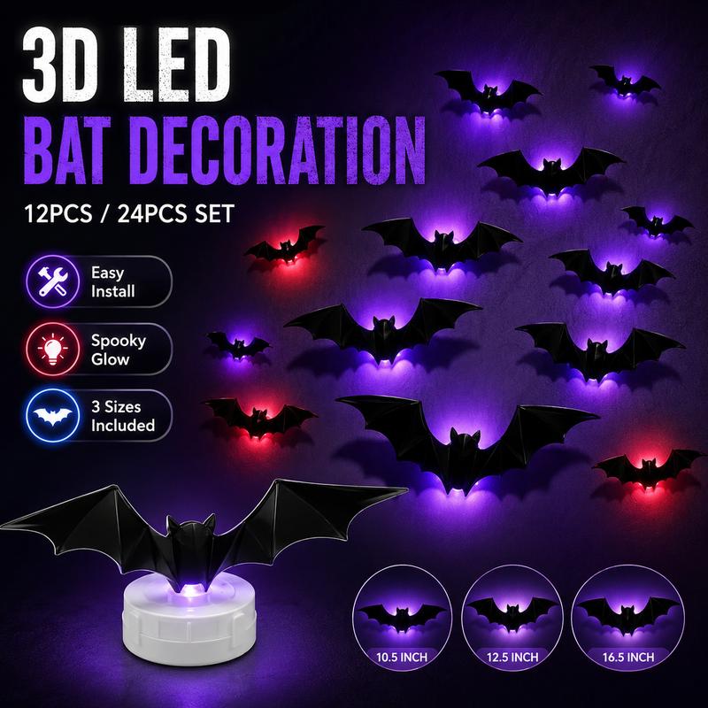 🦇Halloween 3D Bat LED Wall Light Decor (offer)