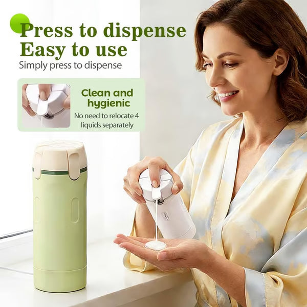 🎉 4-in-1 Travel Dispenser Bottles – Leak-Proof, Refillable & TSA Approved