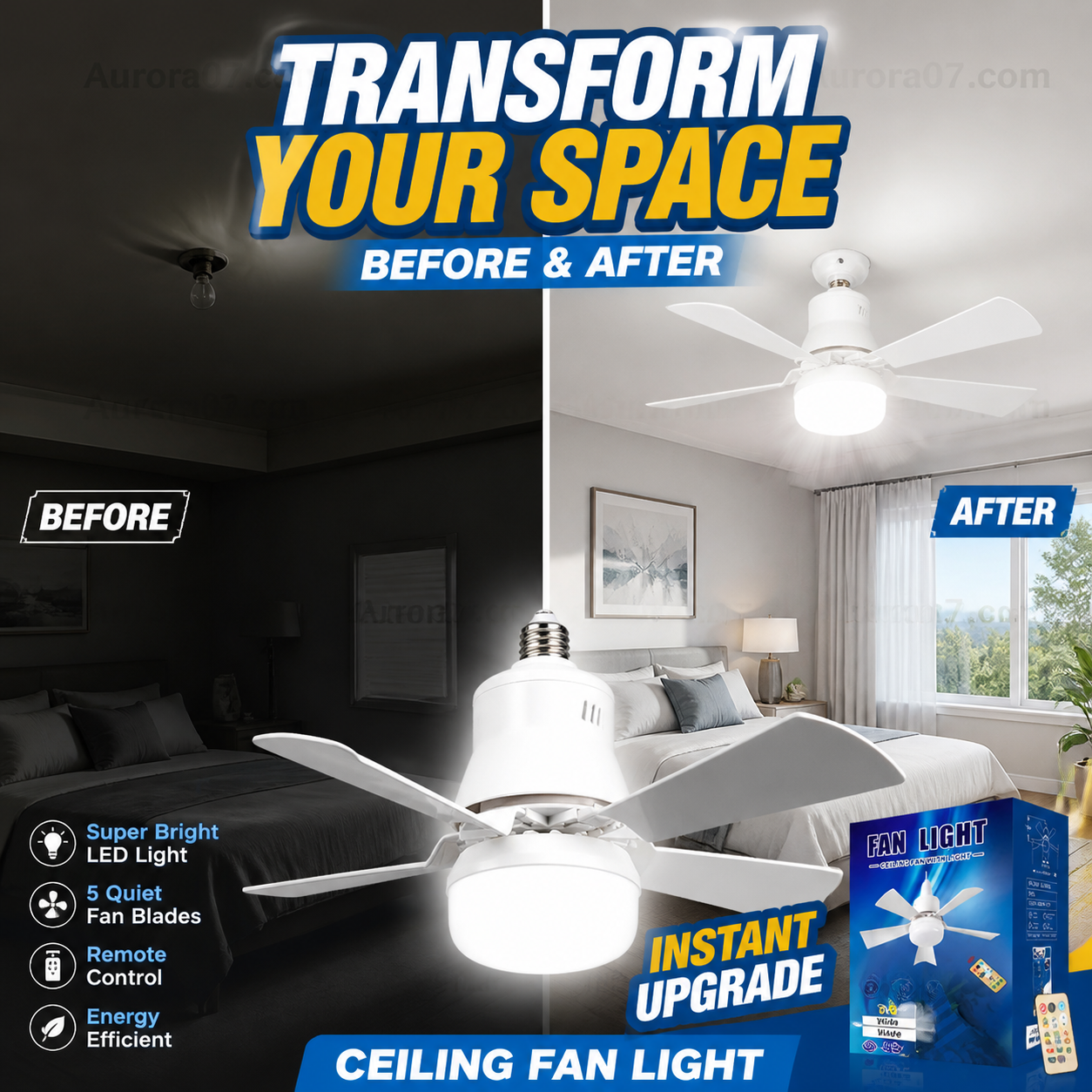 ❄️2-in-1 Portable Ceiling Fan & Light With Remote Control