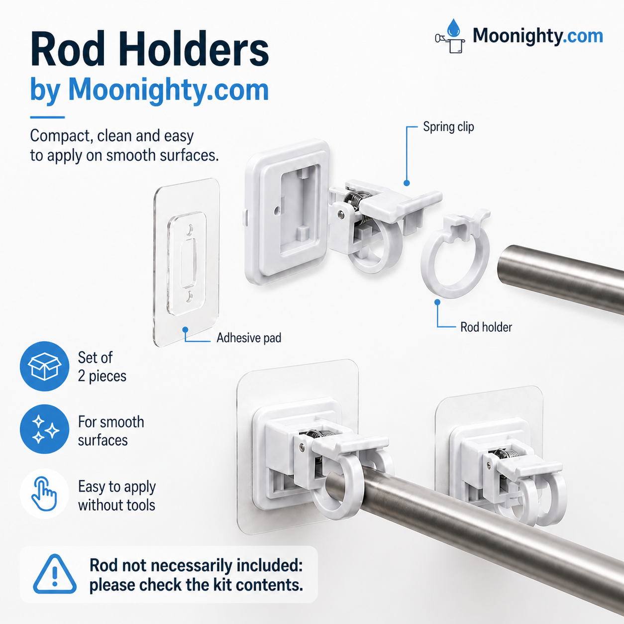 🔥50%off🔥Nail-Free Adjustable Curtain Rod Hooks