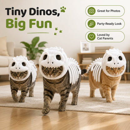 🔥🔥🎉🦖 Glow-in-the-Dark Dinosaur Skeleton Cat Costume — Let Your Kitty Roar at Night! ✨