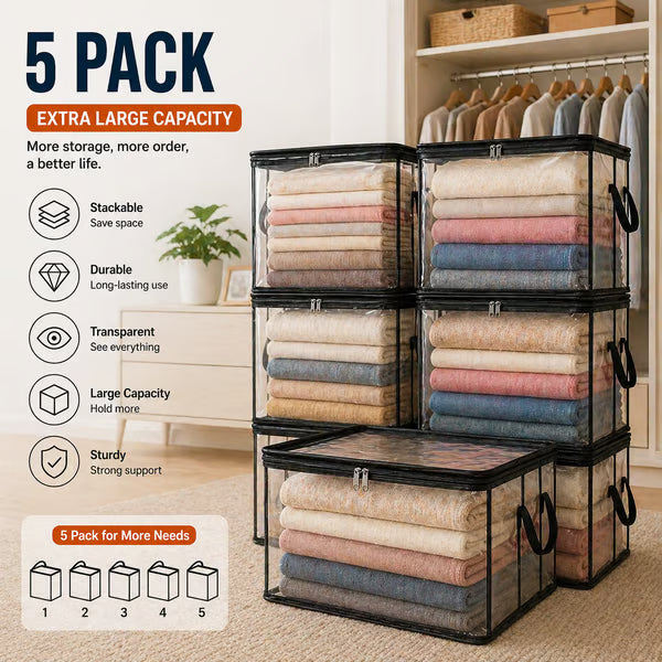 💥LAST DAY BUY 3 GET 1 FREE!! 🏠 Transparent Large-Capacity Dustproof & Moisture-Proof Storage Bag – Perfect for Clothes, Toys, Books & More ✨
