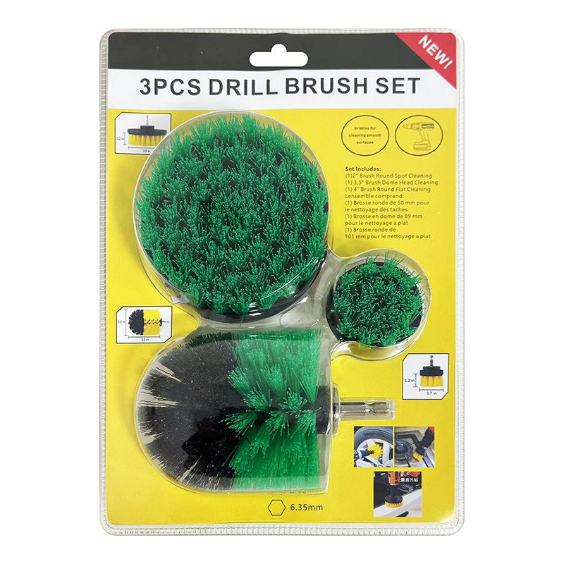 Diamond Shine Drill Brush Set – 3-Pack Medium Bristle Power Scrubber Attachments for All-Purpose Cleaning