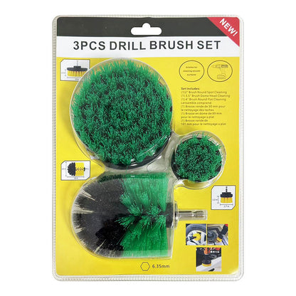 Diamond Shine Drill Brush Set – 3-Pack Medium Bristle Power Scrubber Attachments for All-Purpose Cleaning