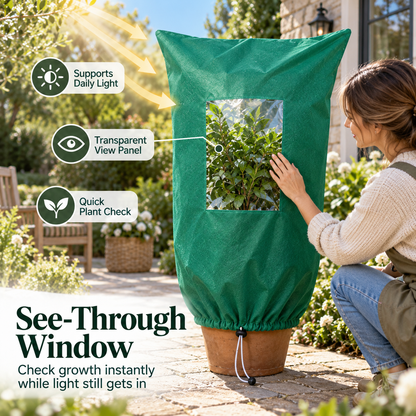 Winter Plant Frost Cover with Zipper & Observation Window: Weather Protection