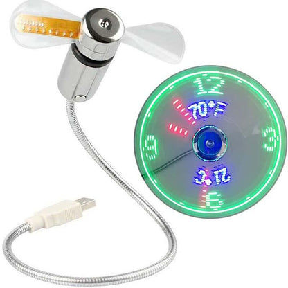 🔥2026 Hot Sale 50% OFF🔥USB Fan with LED Clock Lighting