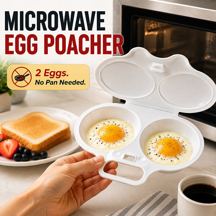 🥳2026 HOT SALE🥳💞50K+ SOLD! 🥗🎁 50% OFF + BUY 2 GET 1 FREE! Microwave Egg Poacher ! Dual‑cavity, non‑stick & easy clean. Healthier than frying – stock up & save! 🏠✅