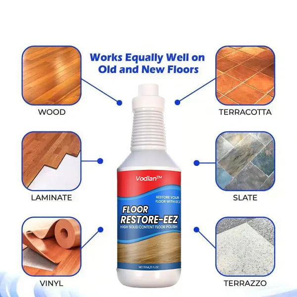 Floor Restorer – Fast-drying, non-toxic shine. ✨