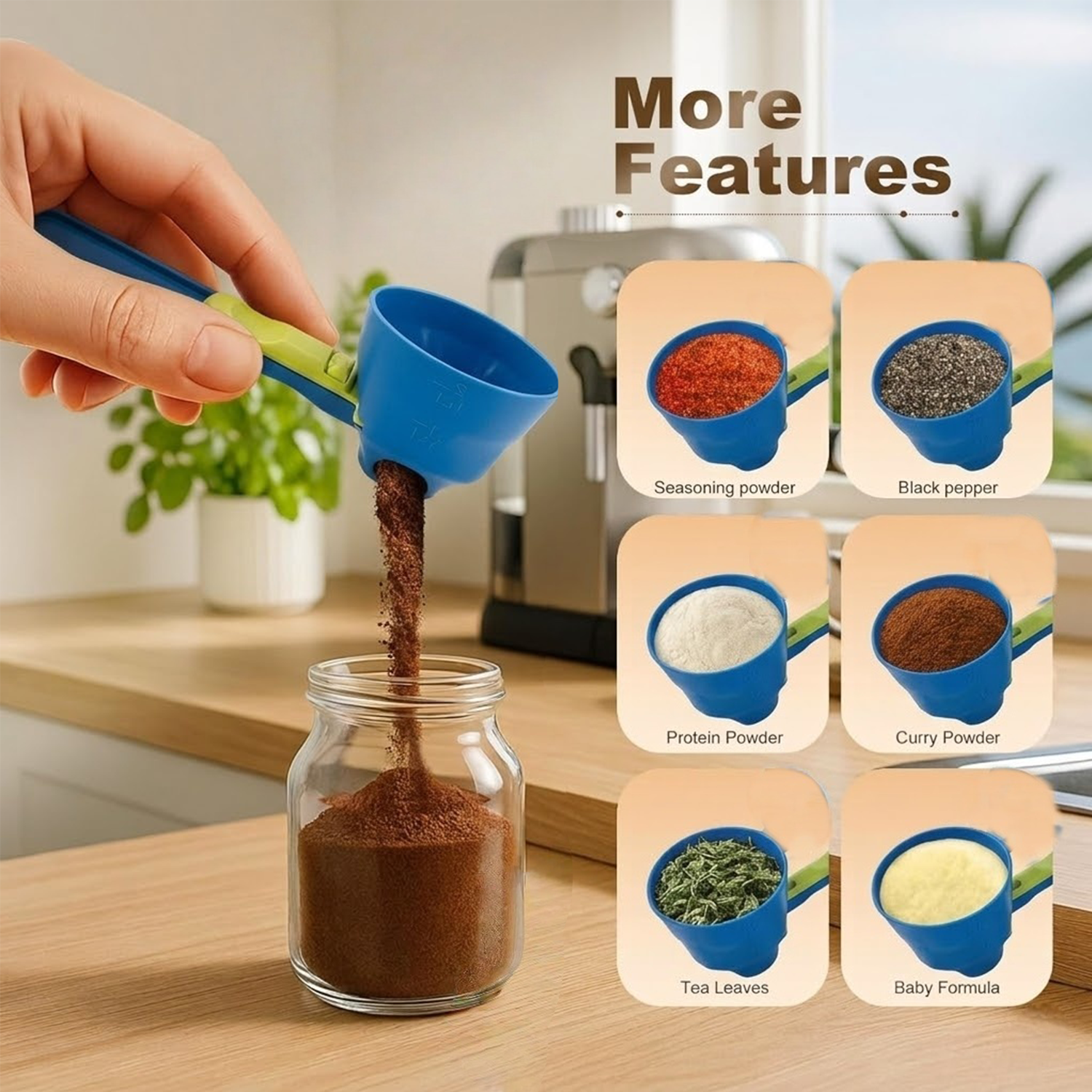 Fonome™ 2-in-1 Spill-Proof Scoop & Funnel — For Coffee, Protein & Baking (Offer)
