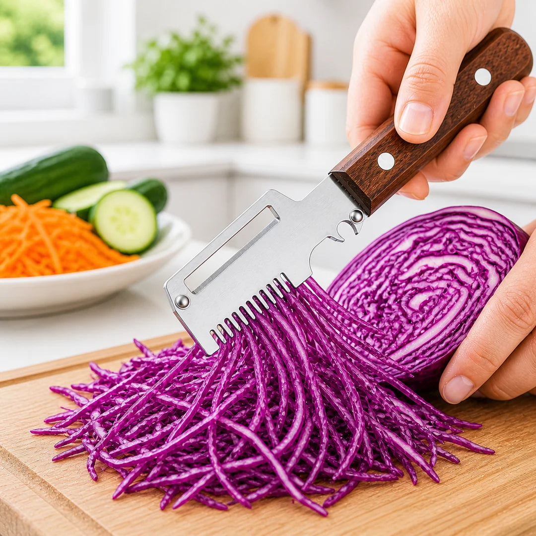 Fonome™  Wooden-Handled Stainless Steel Shredder and Peeler