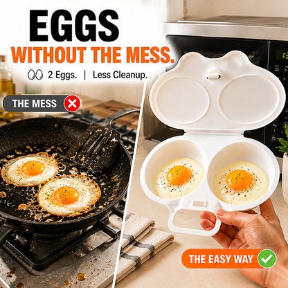 🥳2026 HOT SALE🥳💞50K+ SOLD! 🥗🎁 50% OFF + BUY 2 GET 1 FREE! Microwave Egg Poacher ! Dual‑cavity, non‑stick & easy clean. Healthier than frying – stock up & save! 🏠✅