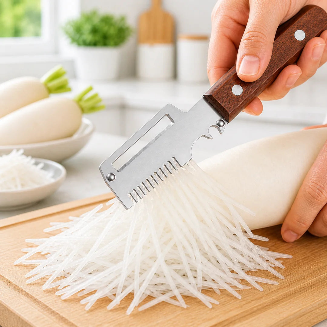 Fonome™  Wooden-Handled Stainless Steel Shredder and Peeler