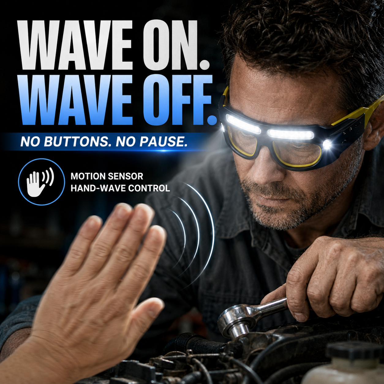 FonomeLuminaView™ LED Glasses Headlamp – Hands-Free Rechargeable Work Light