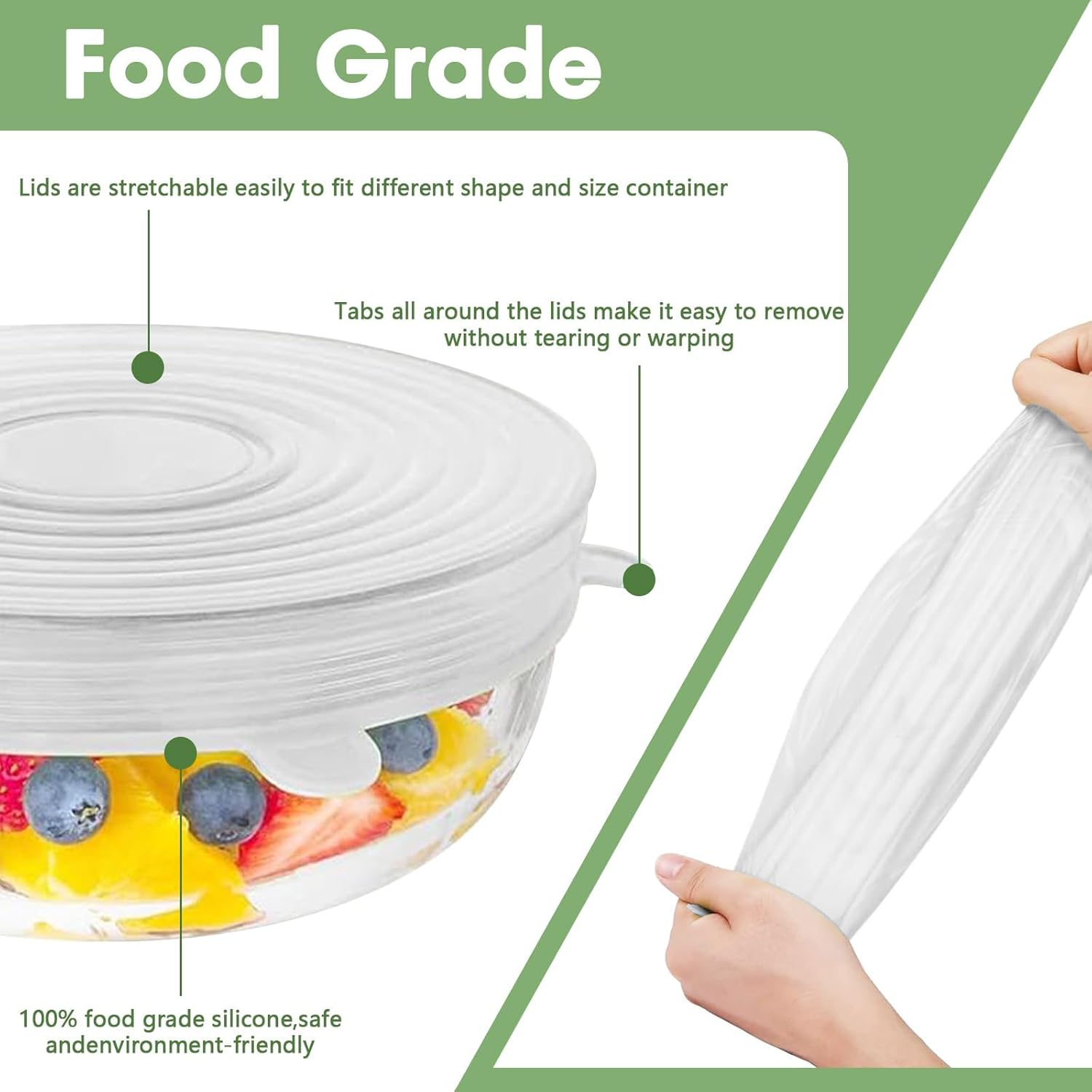Fonome™ Silicone Stretch Lids Reuseable Microwave Safe Flexible Covers (offer)