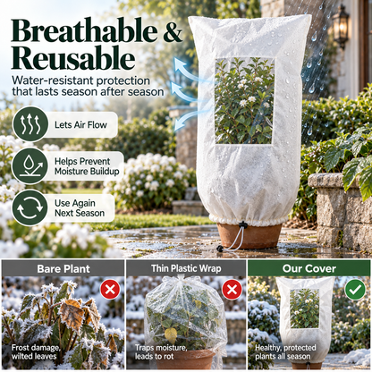 Winter Plant Frost Cover with Zipper & Observation Window: Weather Protection