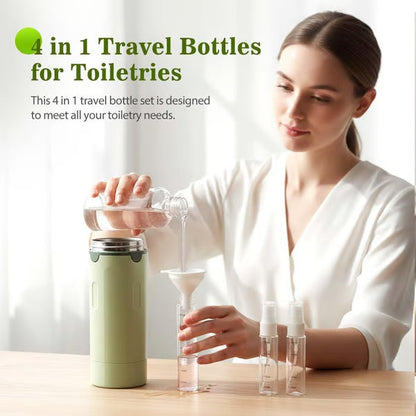 🎉 4-in-1 Travel Dispenser Bottles – Leak-Proof, Refillable & TSA Approved