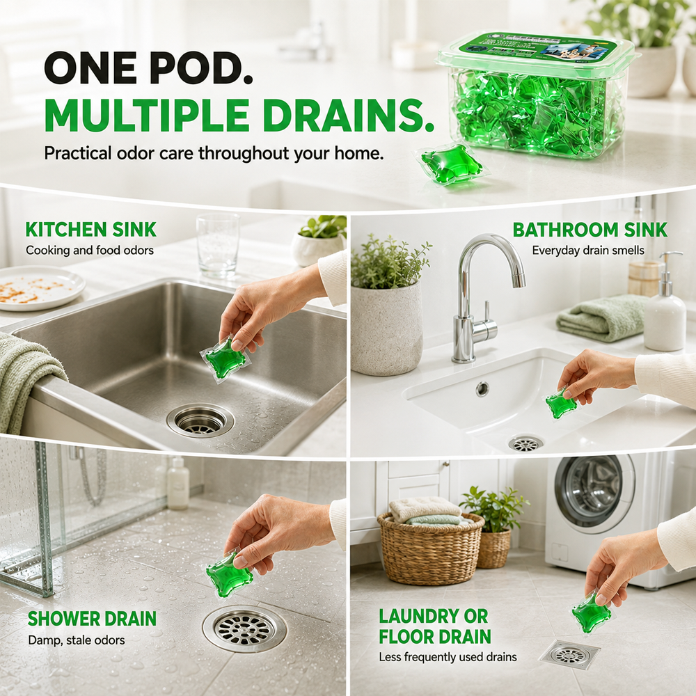 💧 Drain Deodorizer Capsules – Drop In For Fresher Drains