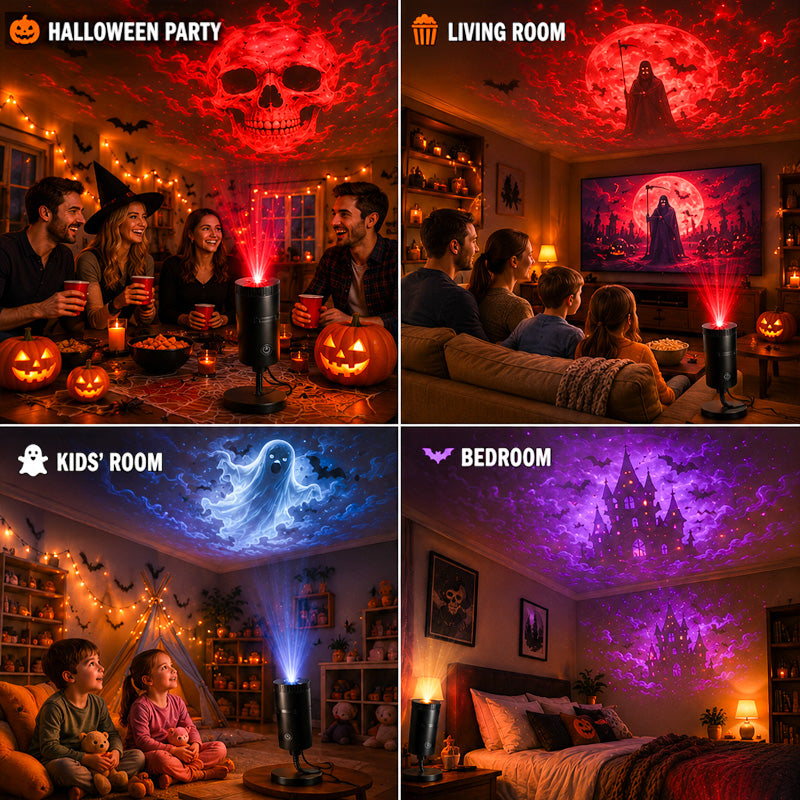 👻🔥 HD Star Projector Halloween 6-Disc Set | Create a Spooky Light Show Indoors & Outdoors