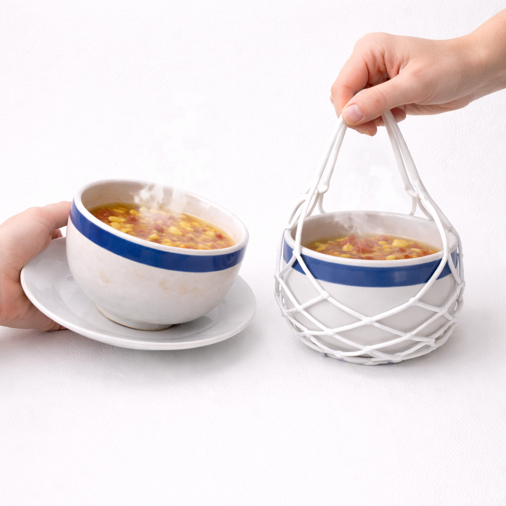 KUBOZN® 2-in-1 Zero-Void™ Silicone Mesh Bag & Heat-Resistant Trivet Mat for Hot Bowls