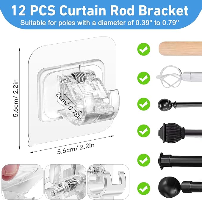 🔥2026 HOT SALE🔥StickLock™ No-Drill Curtain Rod Holders