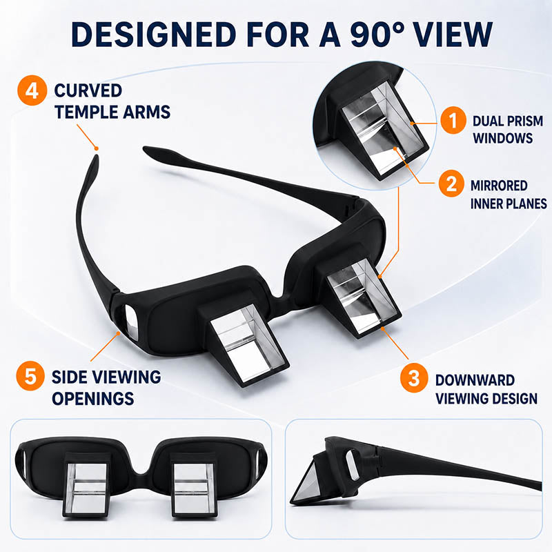 🛏️ LazyView 90° Prism Glasses | Lie Flat, See Forward 👓