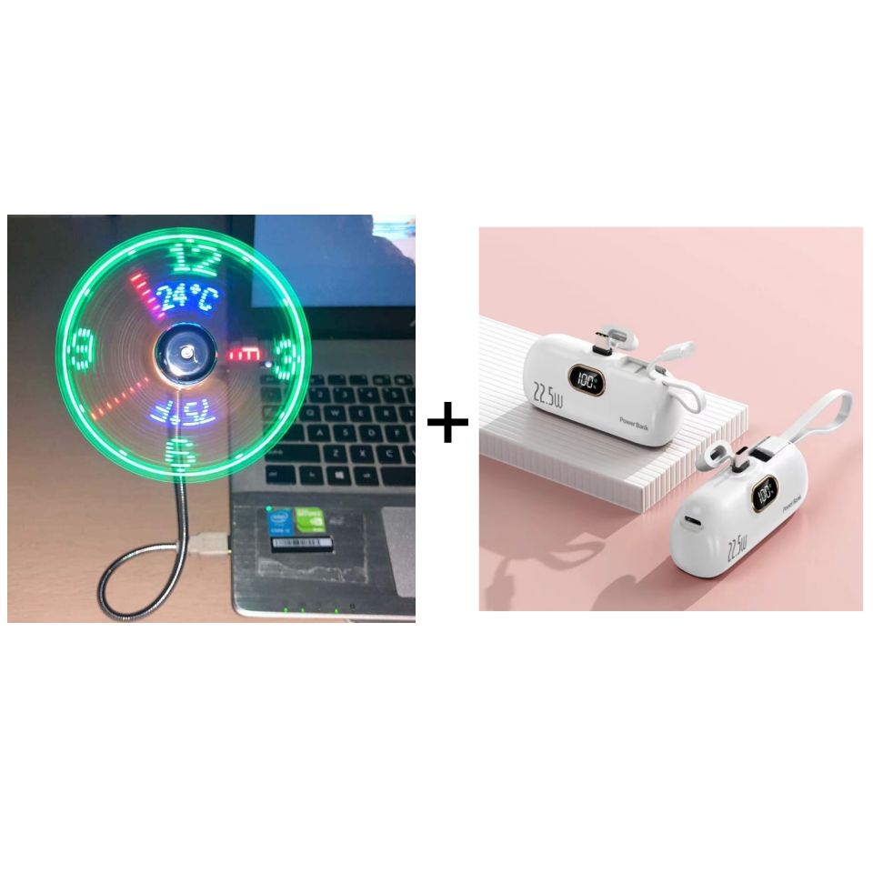 🔥2026 Hot Sale 50% OFF🔥USB Fan with LED Clock Lighting