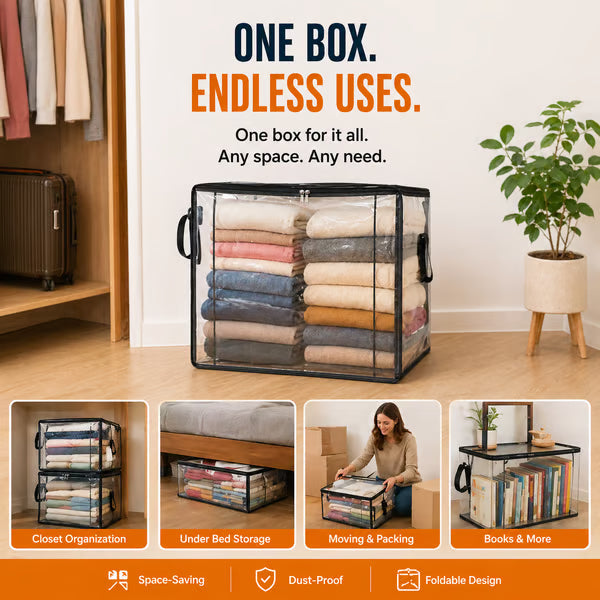 💥LAST DAY BUY 3 GET 1 FREE!! 🏠 Transparent Large-Capacity Dustproof & Moisture-Proof Storage Bag – Perfect for Clothes, Toys, Books & More ✨
