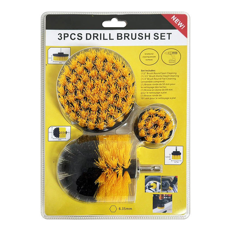 Diamond Shine Drill Brush Set – 3-Pack Medium Bristle Power Scrubber Attachments for All-Purpose Cleaning