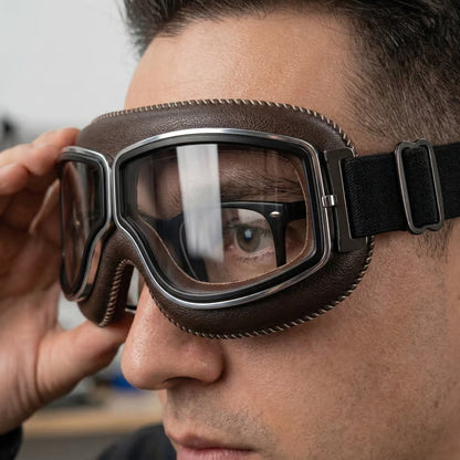 🔥 OTG Vintage Motorcycle Goggles (Fits Over Glasses)