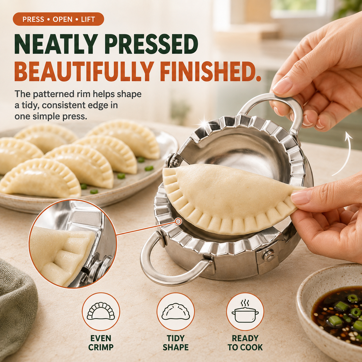 🥟 Dumpling Maker & Dough Cutter Set – Roll, Fill & Seal Homemade Dumplings Easily