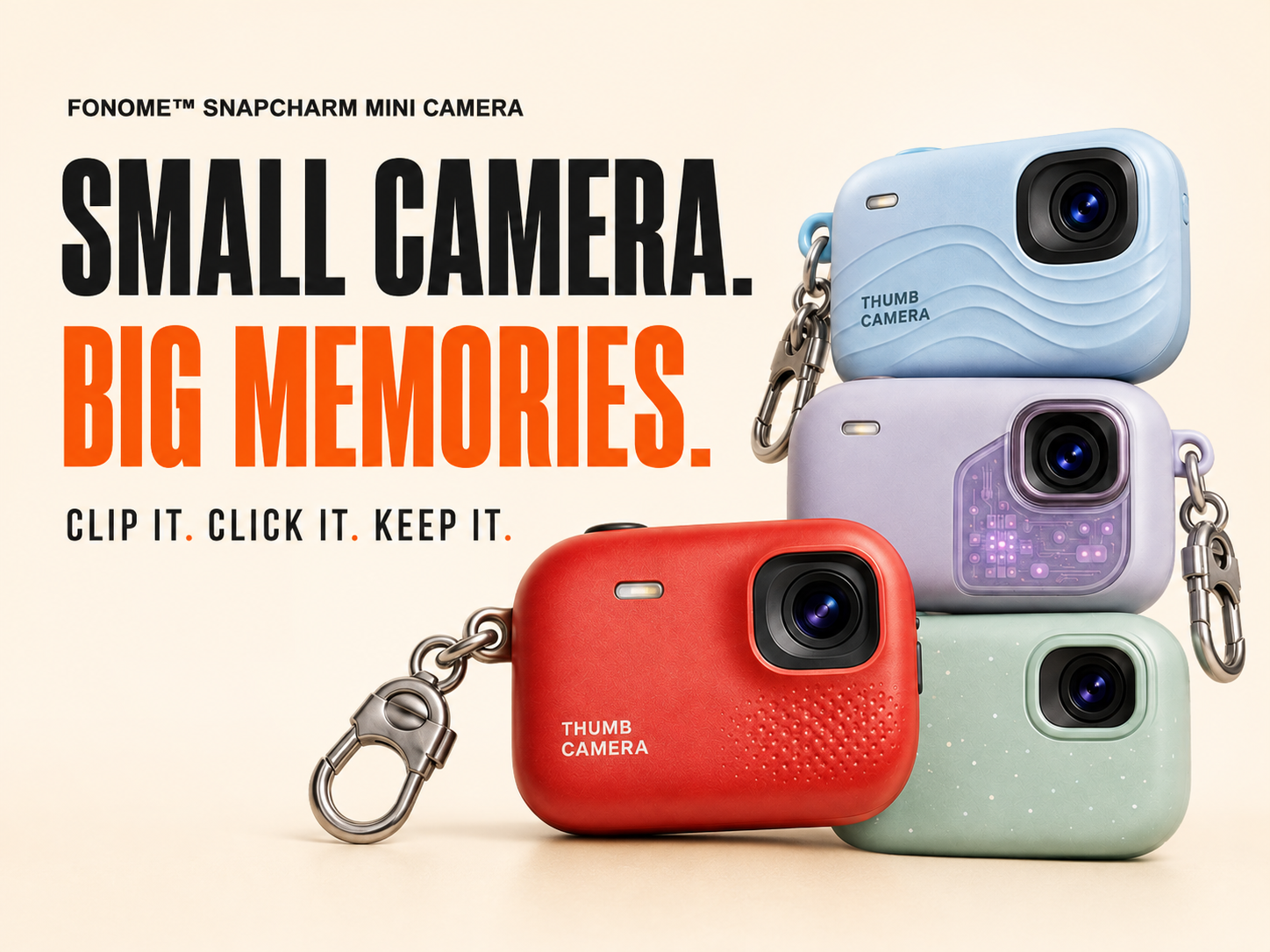 📸 FONOME™ SnapCharm Mini Camera – Tiny Camera, Big Memories