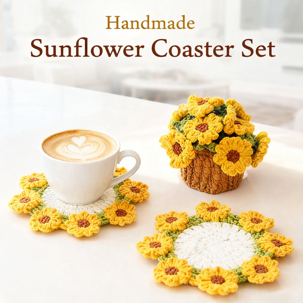 Fonome™ Handmade Sunflower Coaster Set