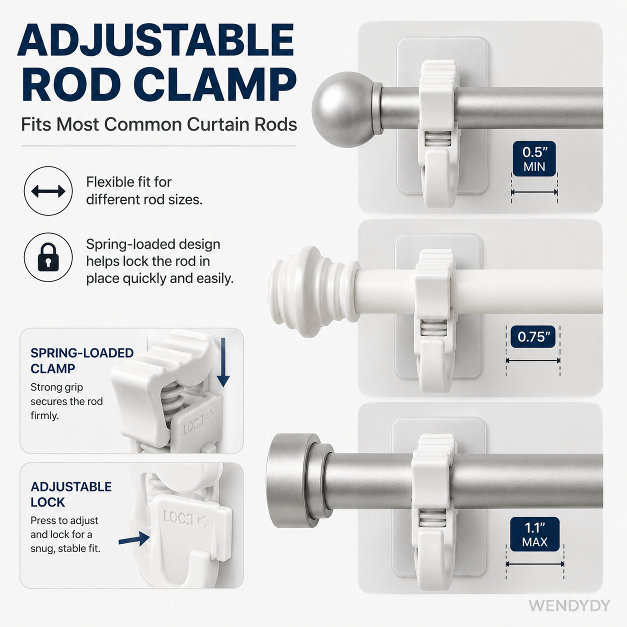 🔥50%off🔥Nail-Free Adjustable Curtain Rod Hooks