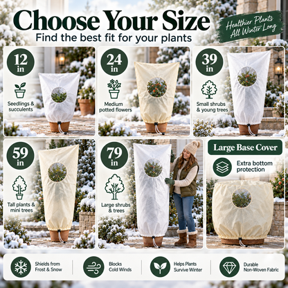 Winter Plant Frost Cover with Zipper & Observation Window: Weather Protection
