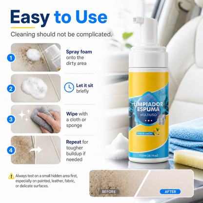 🔥4-in-1 Multi-Enzyme Foam Cleaner – Heavy-Duty Stain & Grease Removal for Home & Car