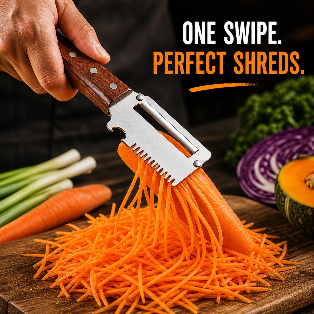 Fonome™  Wooden-Handled Stainless Steel Shredder and Peeler