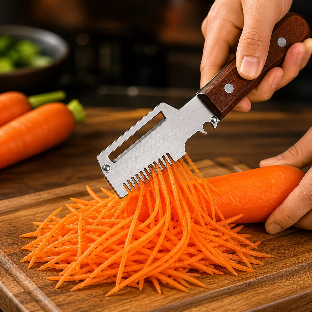Fonome™  Wooden-Handled Stainless Steel Shredder and Peeler