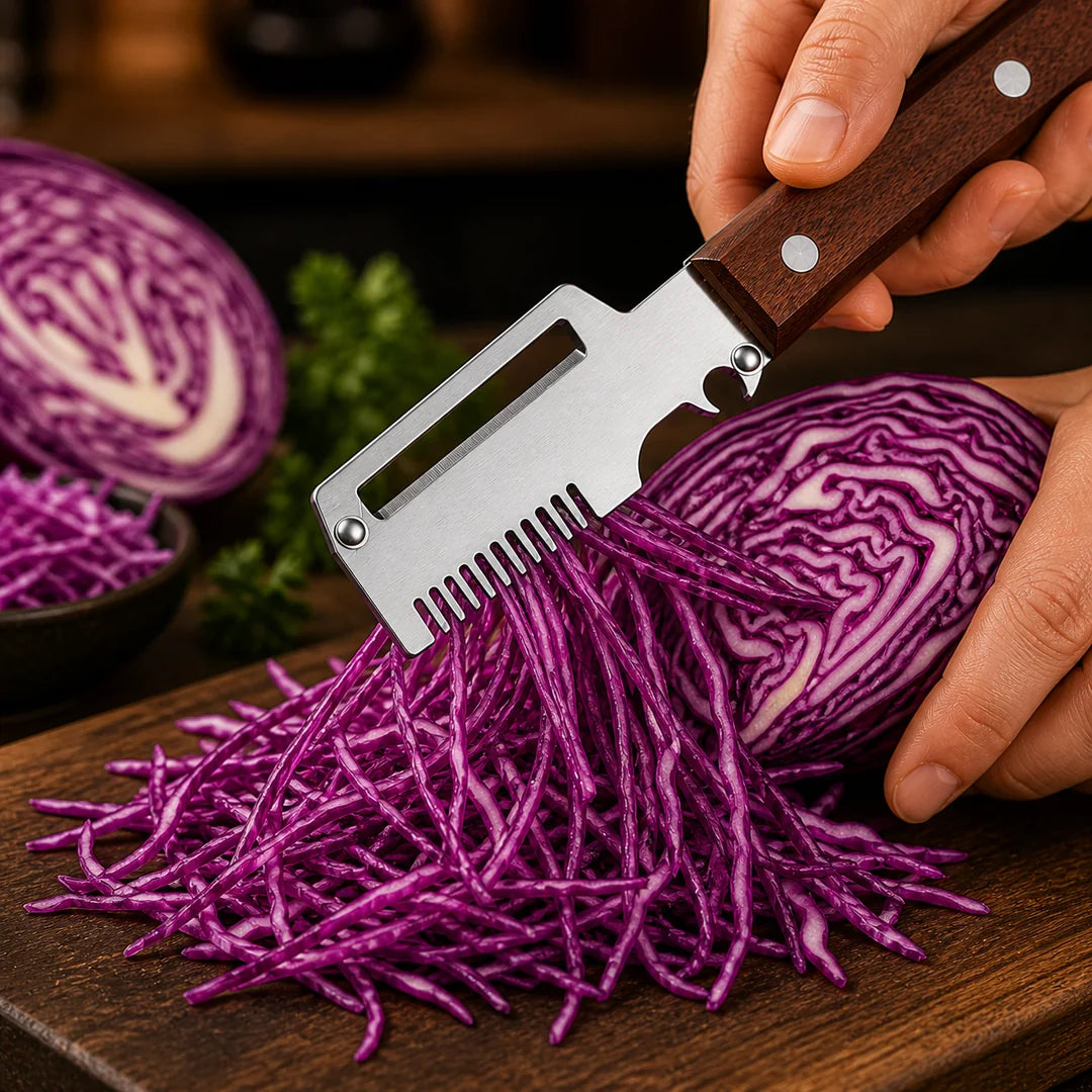Fonome™  Wooden-Handled Stainless Steel Shredder and Peeler