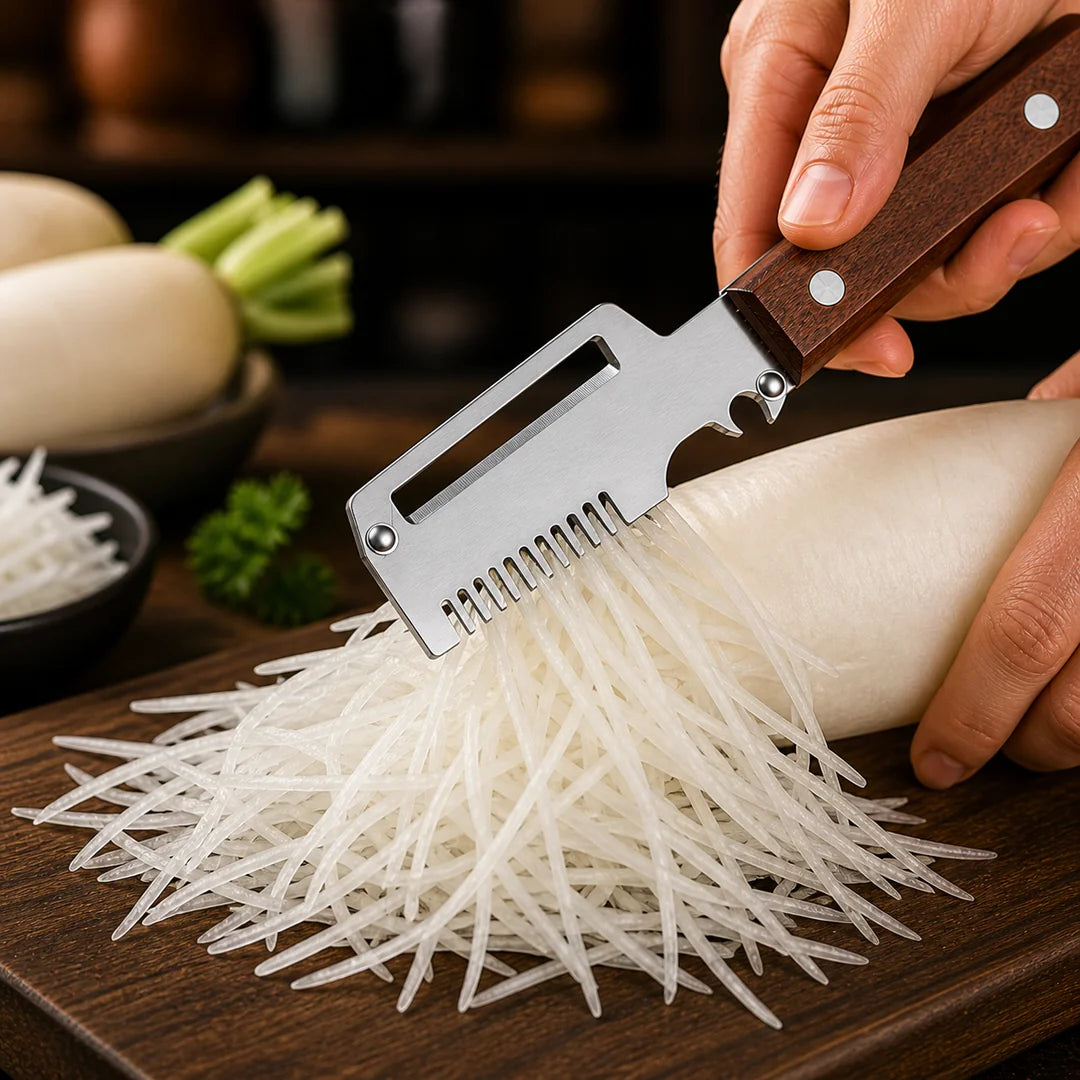 Fonome™  Wooden-Handled Stainless Steel Shredder and Peeler
